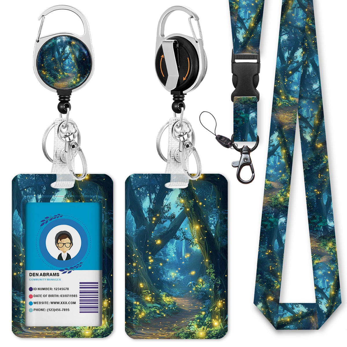 Gctriki Ocean Lanyards for ID Badges, Badge Holder Retractable Reel Clip