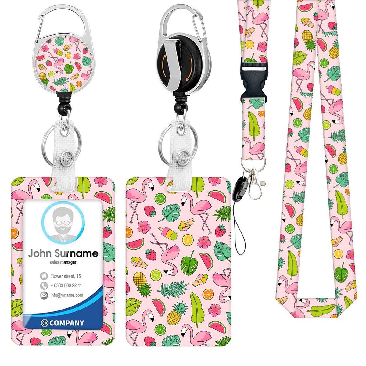 Funny Banana Badge Reel and Lanyard Set for Women, Retractable Badge Holder with Vertical ID Card Holder, Cute Cartoon Fruit Design, Fun Office Accessories Gift