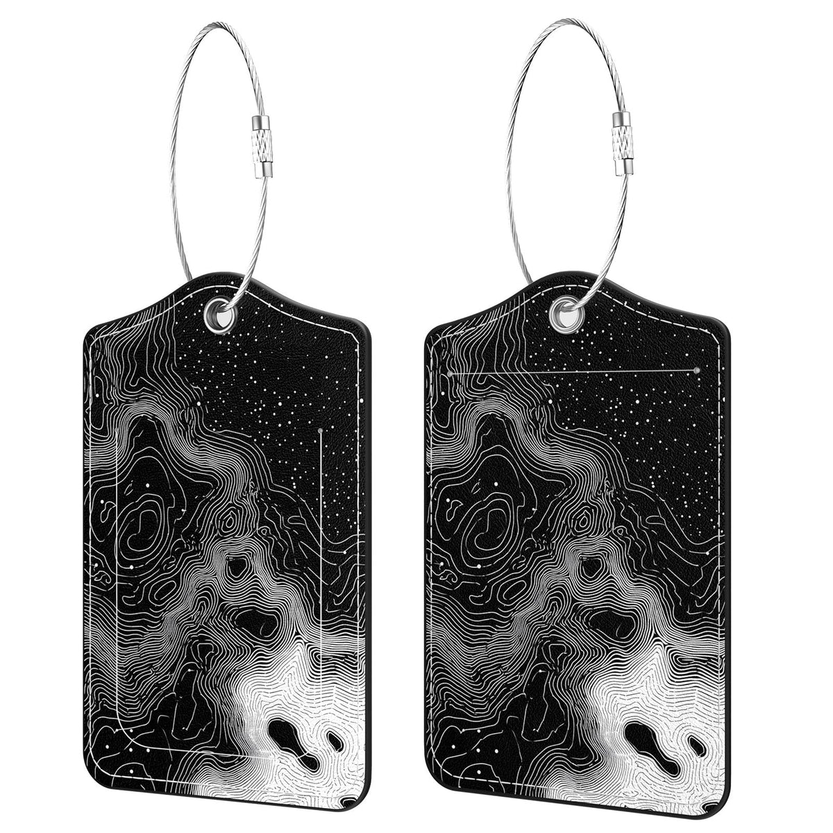 2 Pack PU Leather Luggage Tags for Suitcases, Black Gold Marble