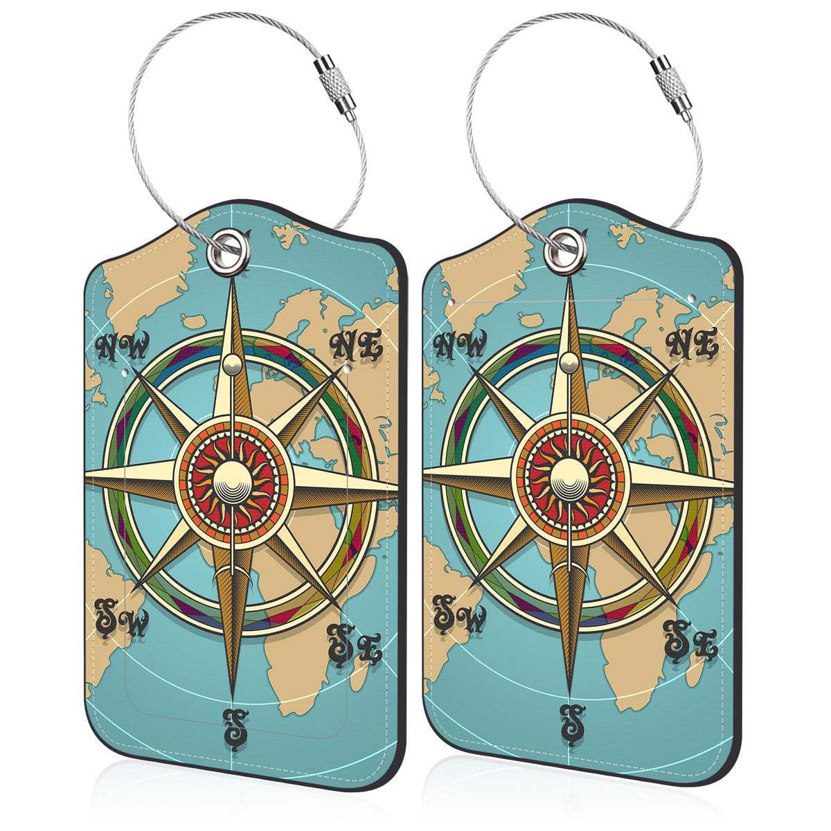 2 Pack Luggage Tag for Suitcase Funny Cat Passport Leather Travel Cruise Luggage Tag with Stainless Steel Loop Name ID Label Privacy Cover for Adults Teens Travel Bag Labels Set