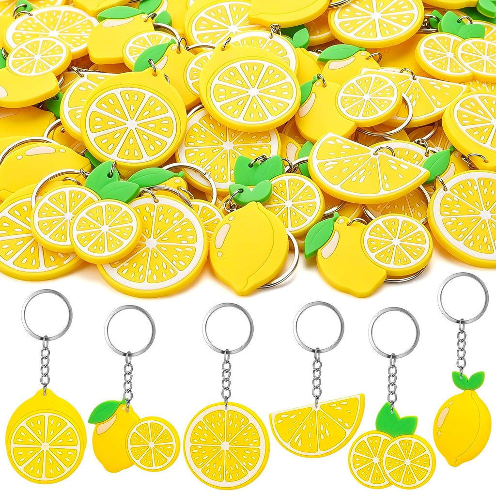 30Pcs Lemon Keychains Lemon Party Favors, Cute Summer Fruit Keychains