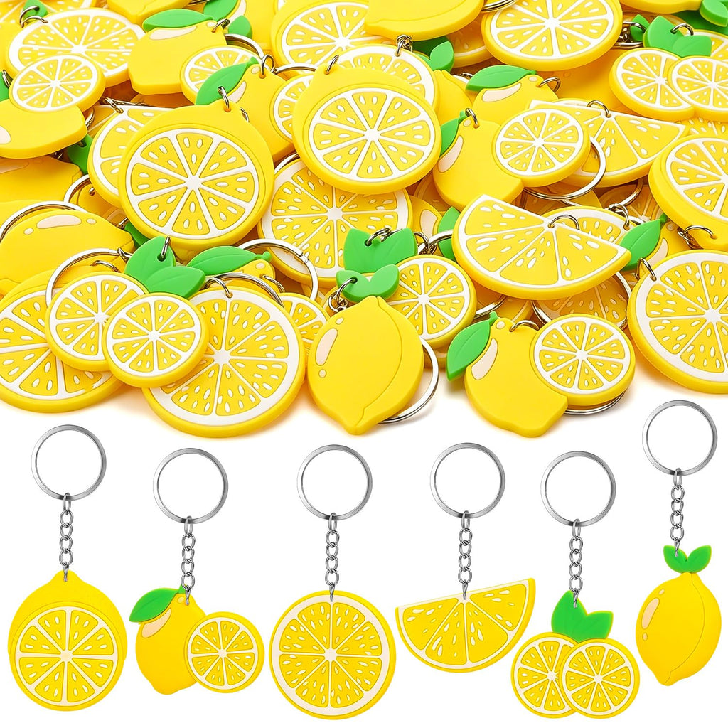 30Pcs Lemon Keychains Lemon Party Favors, Cute Summer Fruit Keychains