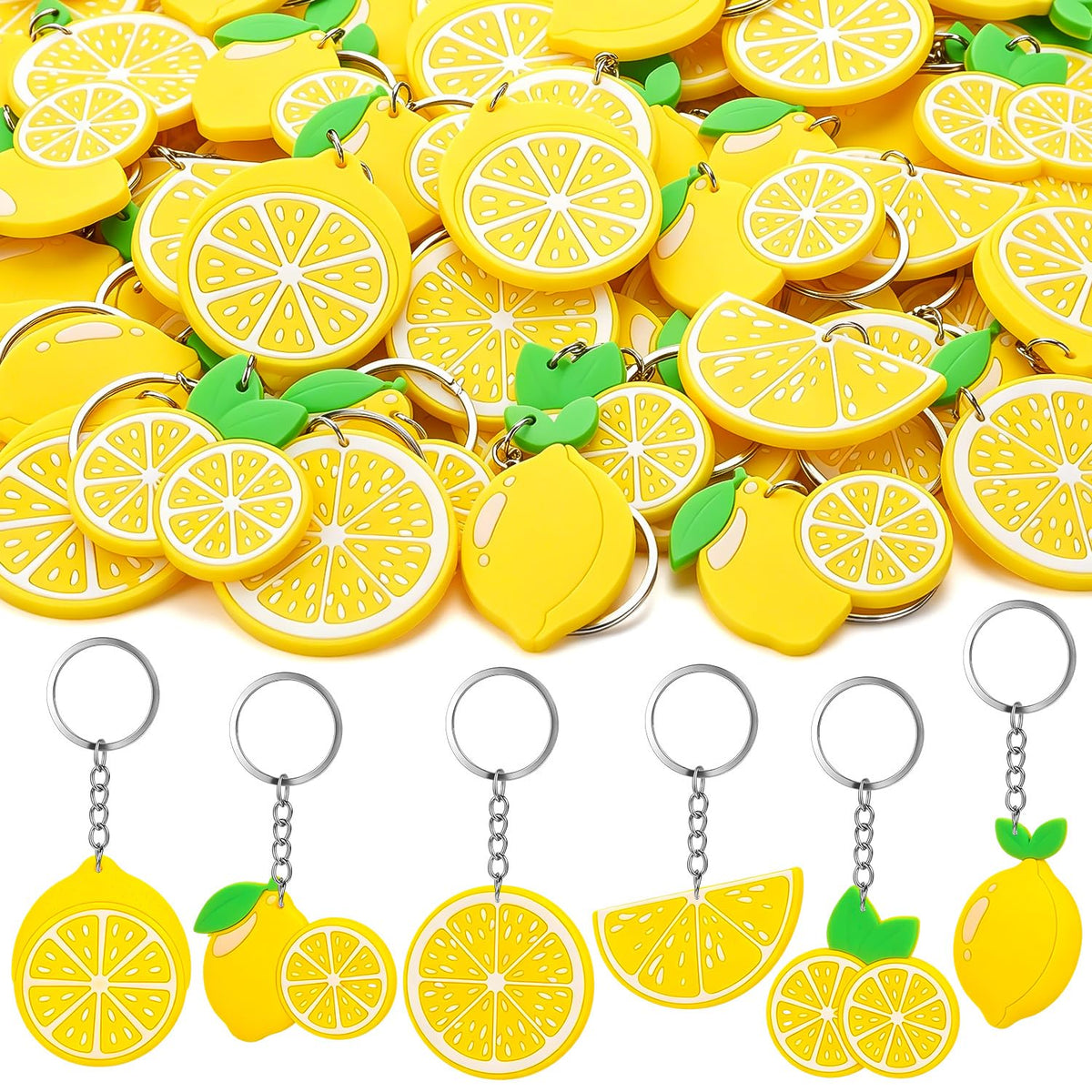 30Pcs Lemon Keychains Lemon Party Favors, Cute Summer Fruit Keychains