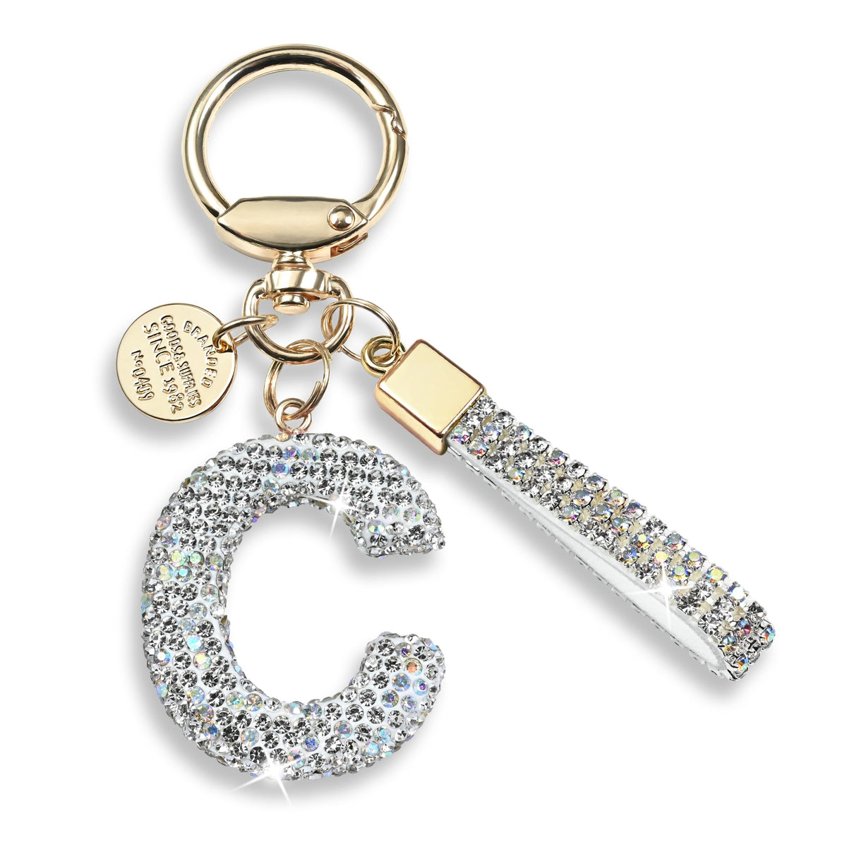JINGUAZI Bling Initial Letter Keychain Bag Charms for Women