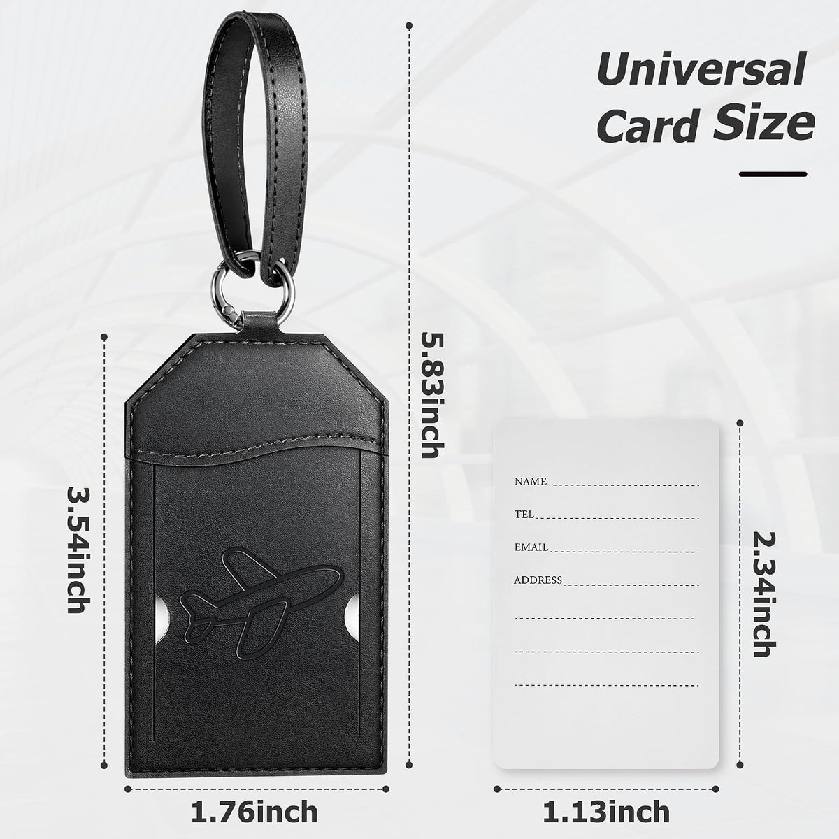 Mayski 5 Pack Luggage Tags for Suitcases Bag Tag, Black Airplane