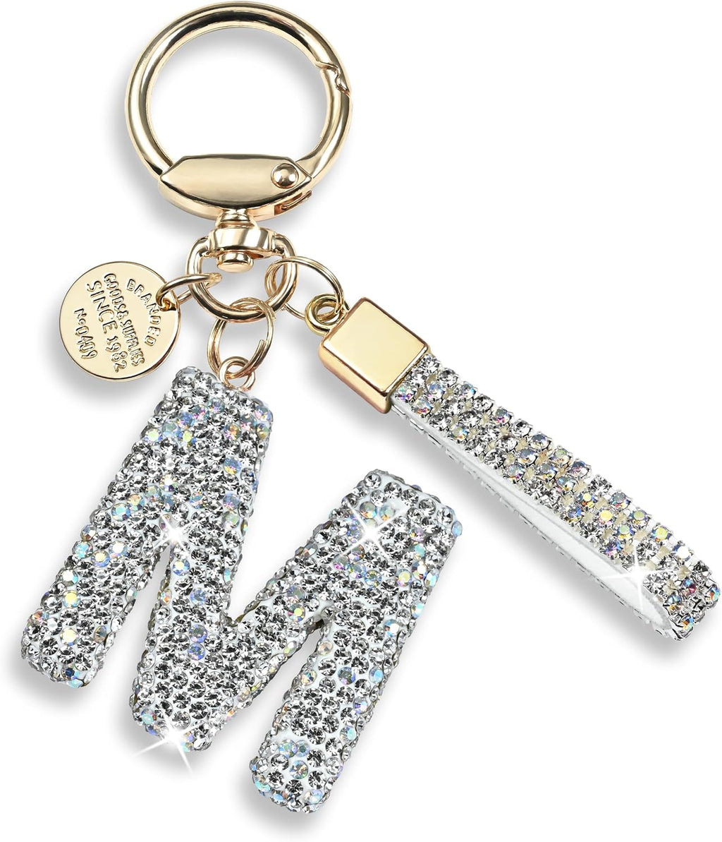 JINGUAZI Bling Initial Letter Keychain Bag Charms for Women