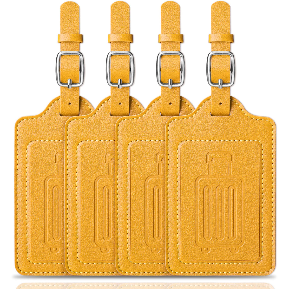 Teskyer Leather Luggage Tags for Suitcases, 2 Pack, Black