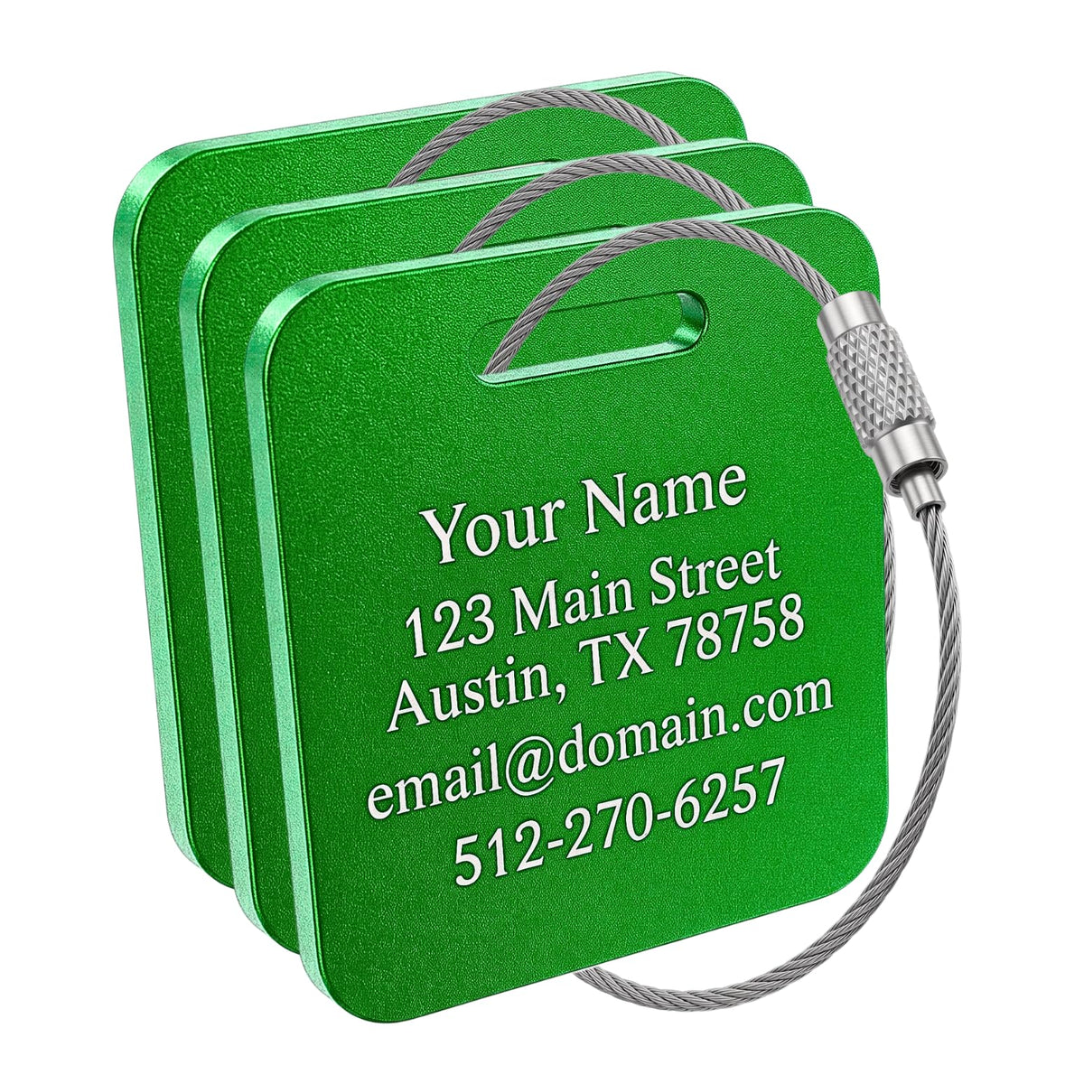 Custom Metal Luggage Tags (3 or 6 Pack) - Personalized Unique Suitcase & Backpack Travel, Durable, Waterproof & Heavy Duty (Orange)
