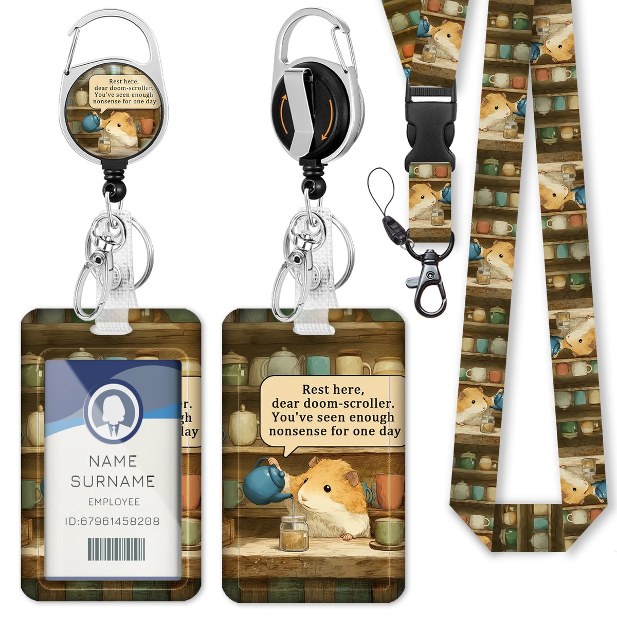Gctriki Ocean Lanyards for ID Badges, Badge Holder Retractable Reel Clip