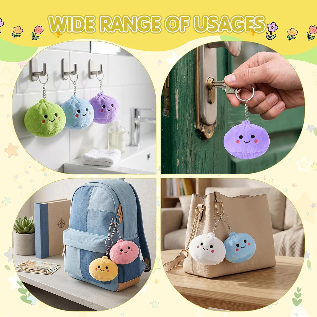 Ulema 12 Pack Kawaii Cute Dumpling Keychains, Party Favors Supplies,Kawaii Dumpling Backpack Charms for Purse, Birthday Gifts & Goodie Bag Fillers.