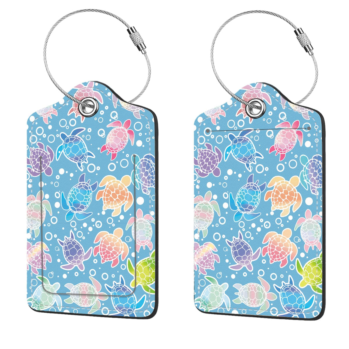 2 Pcs Luggage Tags for Suitcase, Cute Unique PU Leather Travel Bag Tag with Privacy Cover ID Label Address Card and Durable Metal Ring Suitable for Men Women Children Backpack,Flamingos