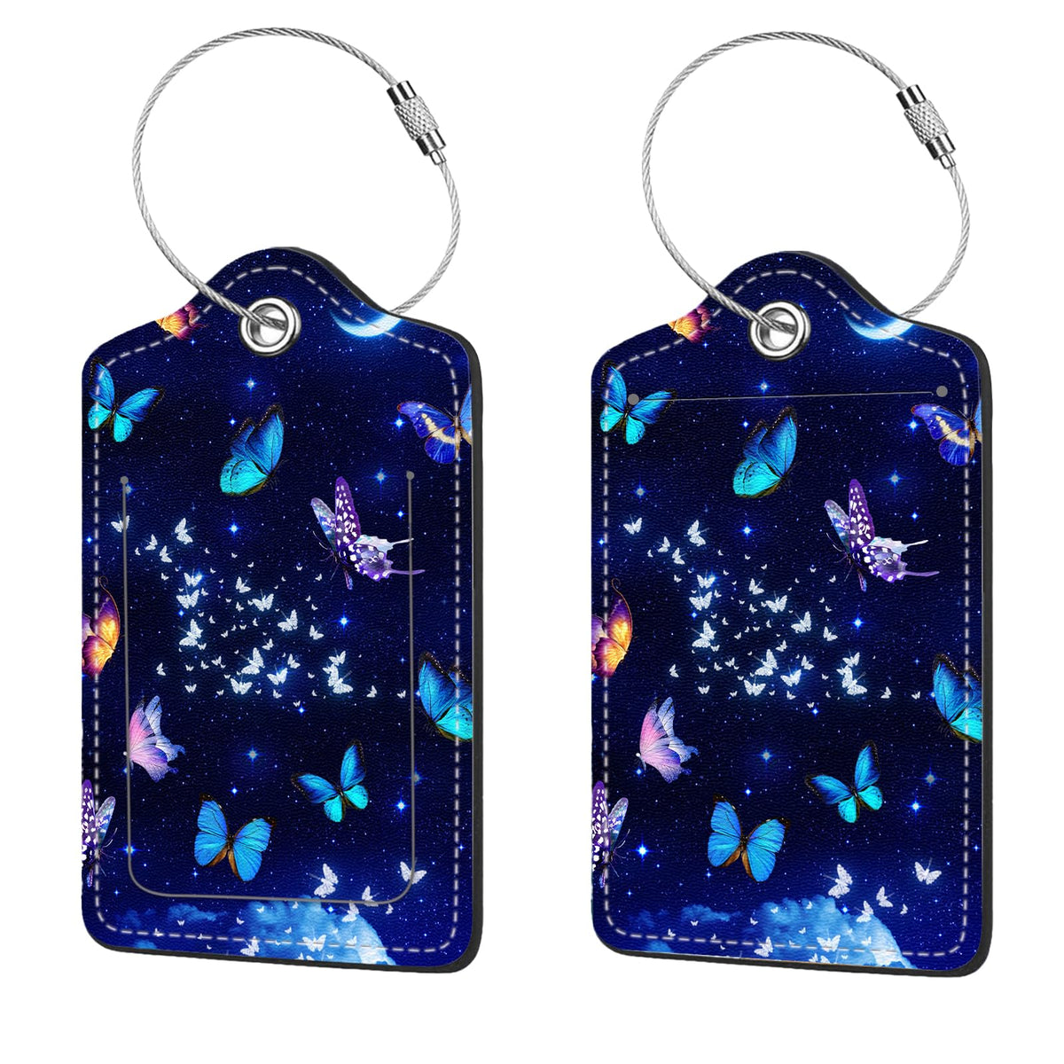 2 Pcs Luggage Tags for Suitcases, PU Leather Cruise Ship Luggage Tags with Privacy Cover Label Address Card and Durable Metal Ring Suitable for Men Women Handbags Backpacks,Flower Bushes and Cats