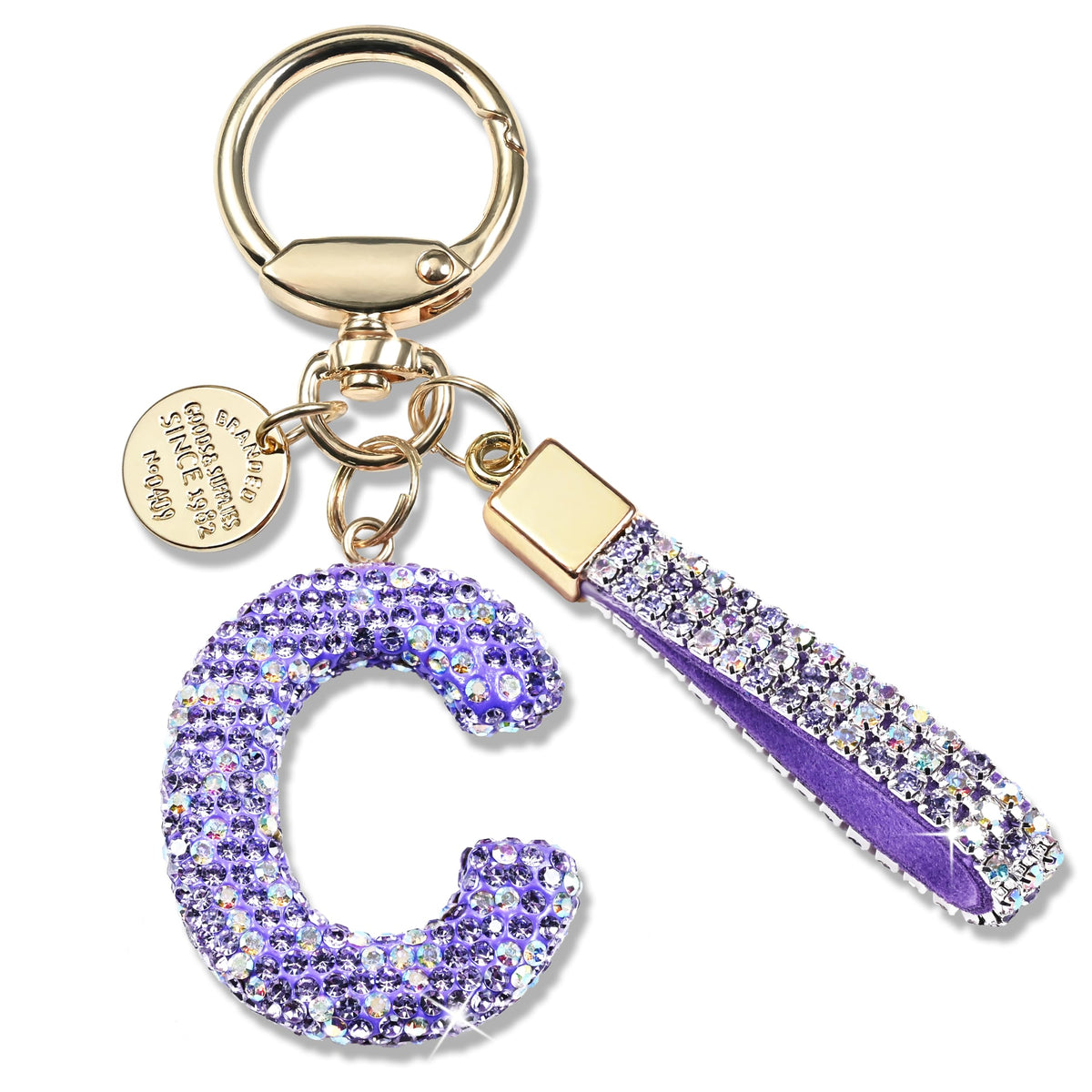 JINGUAZI Bling Initial Letter Keychain Bag Charms for Women