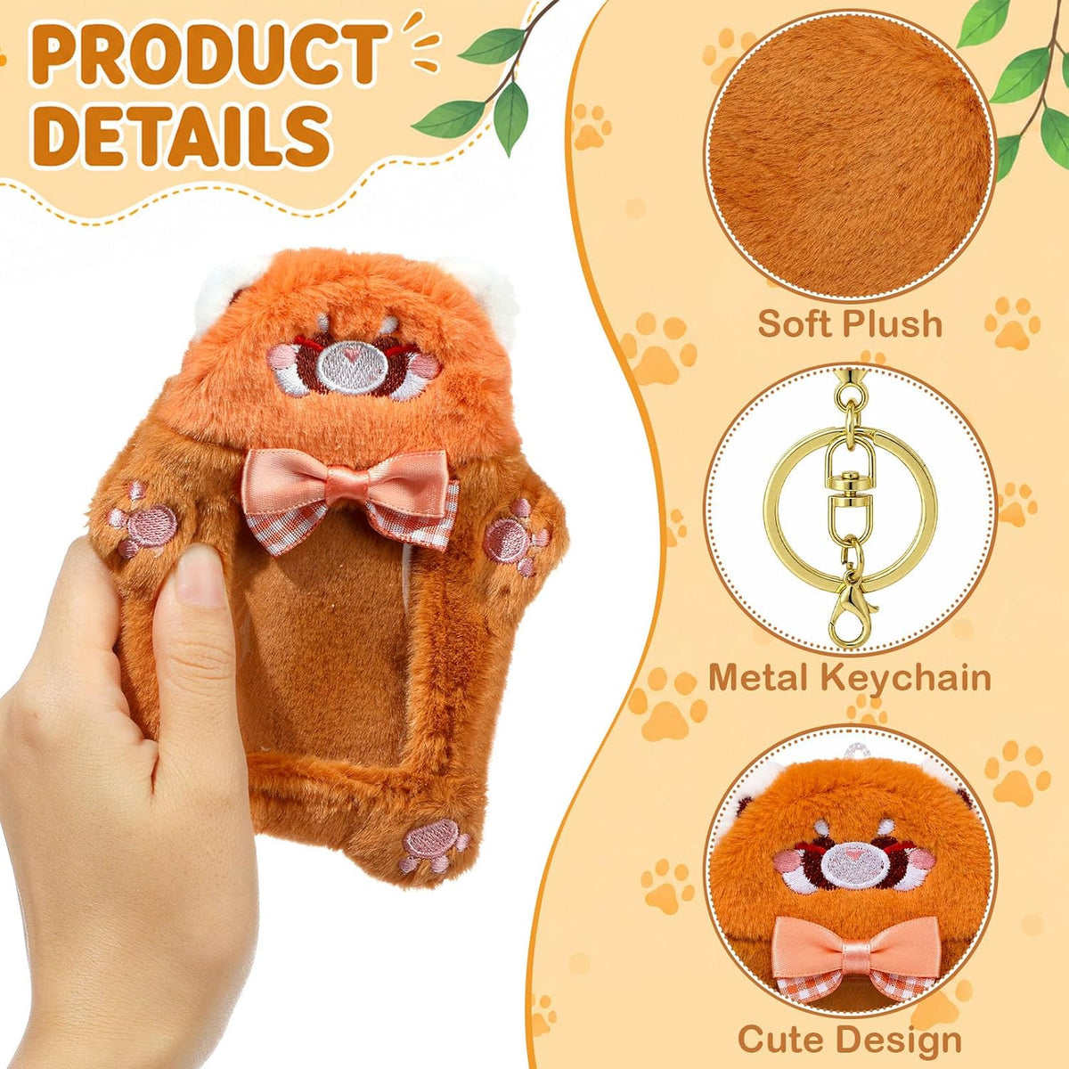NEWEST Plush Photocard Holder with Keychain Cartoon Raccoon ID Badge Holder