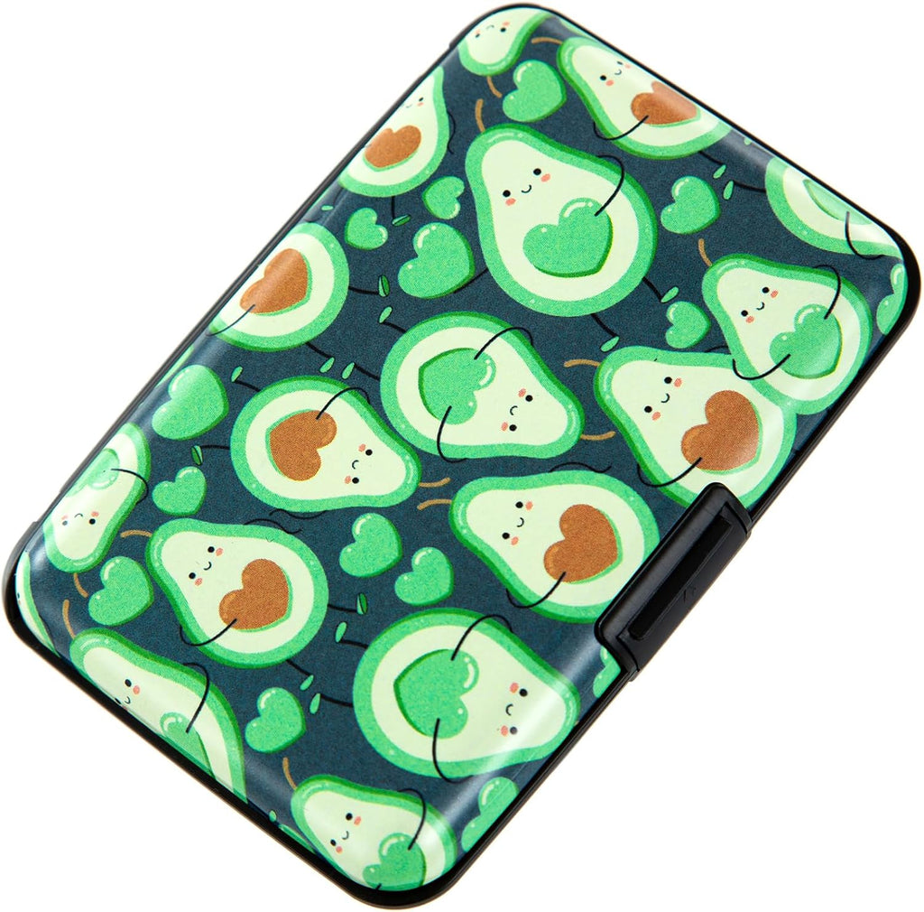 Credit Card Holder, Metal Card Wallet RFID Blocking Mini Slim Aluminum Business Hard Card Case for Women Men (Cartoon Avocado)