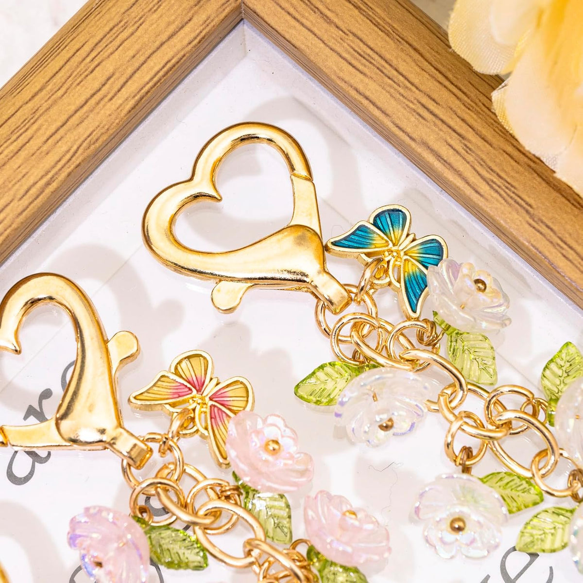 3Pcs Mini Flower Keychain Cute Bag Purse Charms