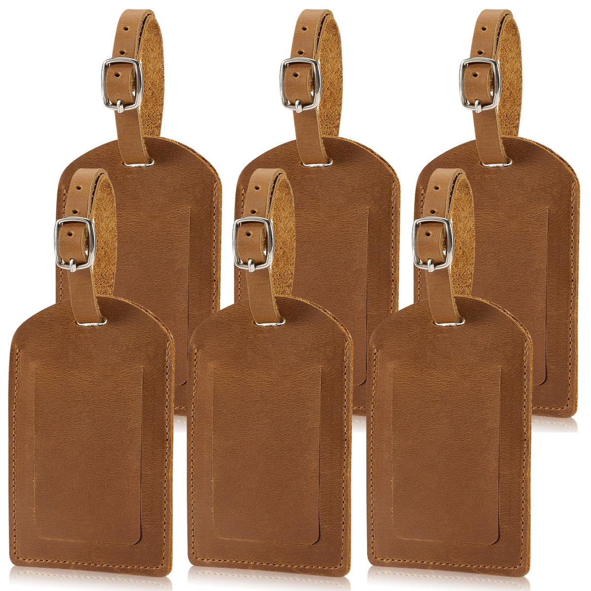 Ringsun Genuine Leather Luggage Tag for Suitcases ID Tags Bag Tags for Luggage (2 Pack)