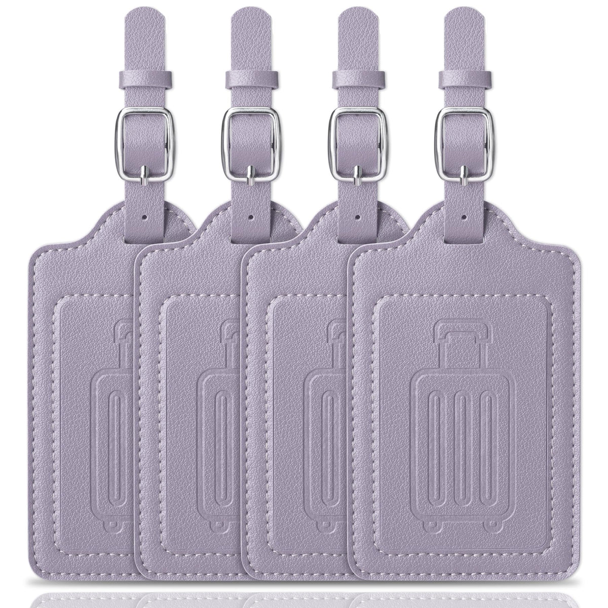 Teskyer Leather Luggage Tags for Suitcases, 2 Pack, Black