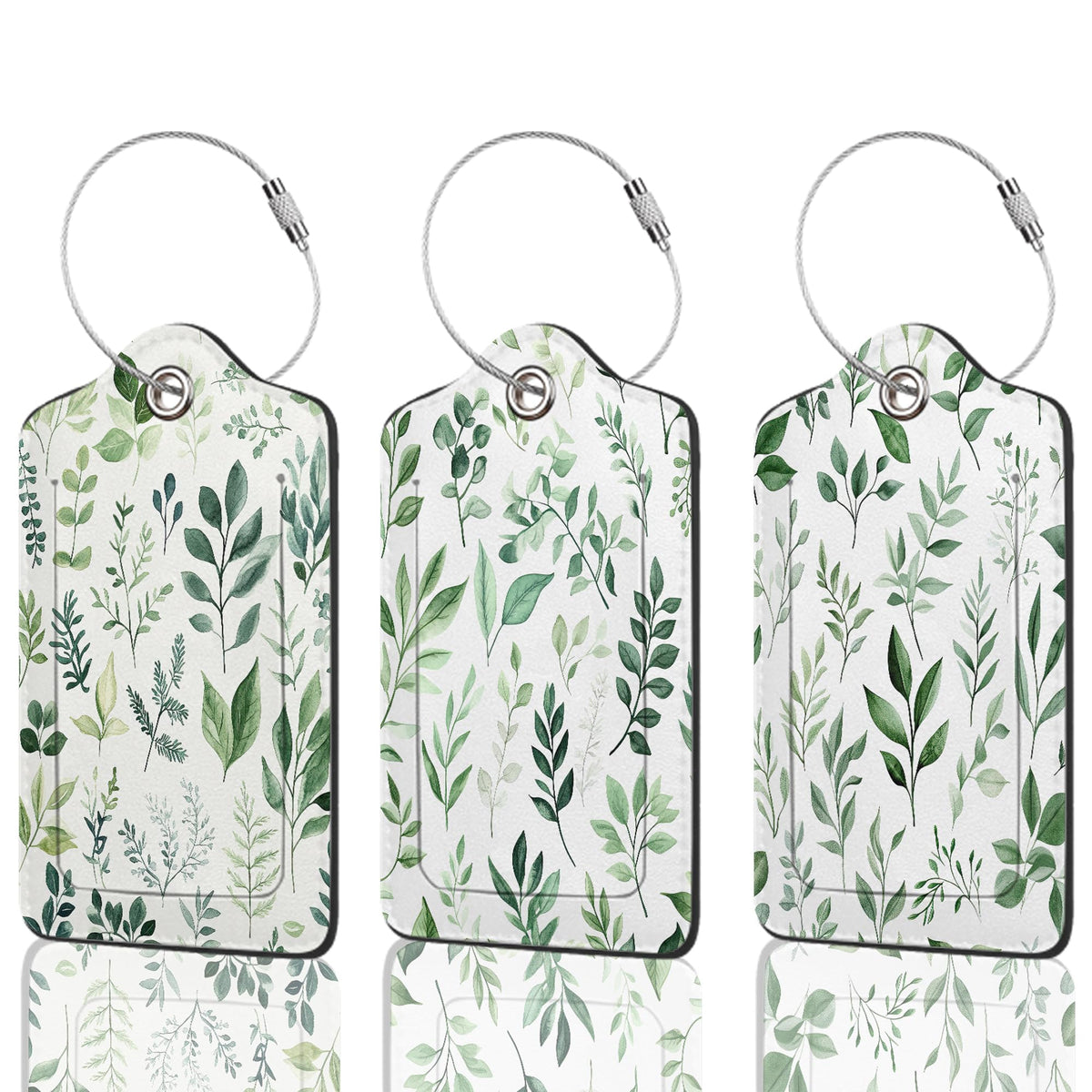 3 Pack Luggage Tag for Suitcase Leather Travel Cruise Luggage Tag with Stainless Steel Loop Name ID Label Privacy Cover for Adults Teens Travel Bag Labels Set (Mountain Forest Lake)