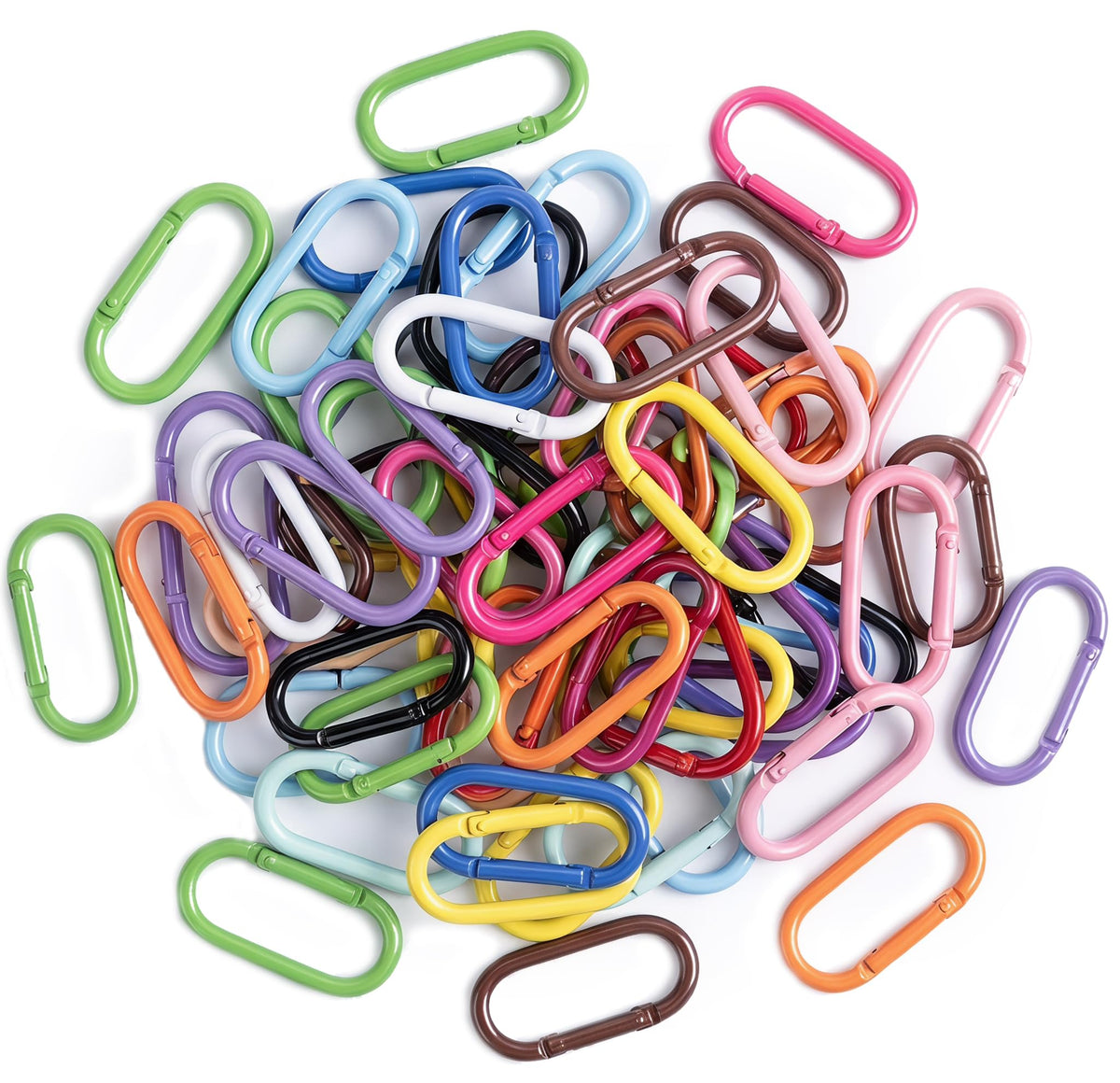 OVRUNS Carabiner Keychain Clip 30 PCS Random Colors Keyring Clip Bag Charm