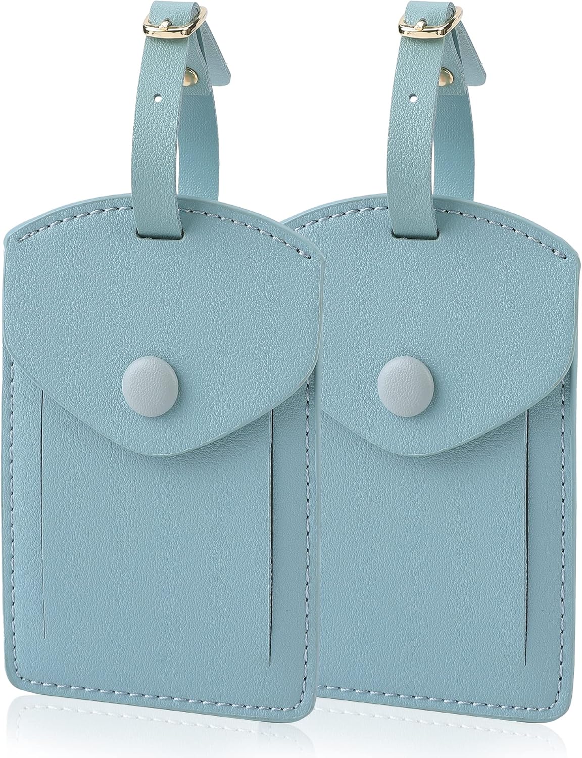 Kevancho Leather Smart Luggage Tags for Men Women, Suitcase Labels Baggage Tote Bag Tag ID Tags with Full Back Privacy Cover for Carnival Cruise Ships, Travel Accessories Tags Set of 2 PCS (Blue)
