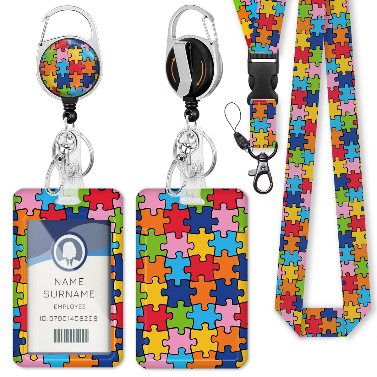 Gctriki Ocean Lanyards for ID Badges, Badge Holder Retractable Reel Clip