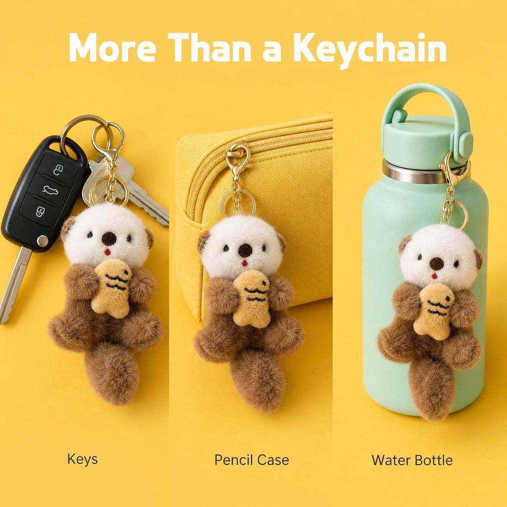 Otter Keychain Charm & Bag Charm - Cute Keychain Ring for Bags Backpacks Otter stuff - for Animal Lovers