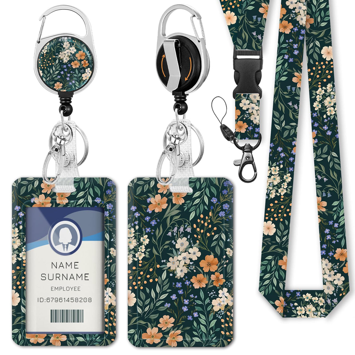 Gctriki Ocean Lanyards for ID Badges, Badge Holder Retractable Reel Clip