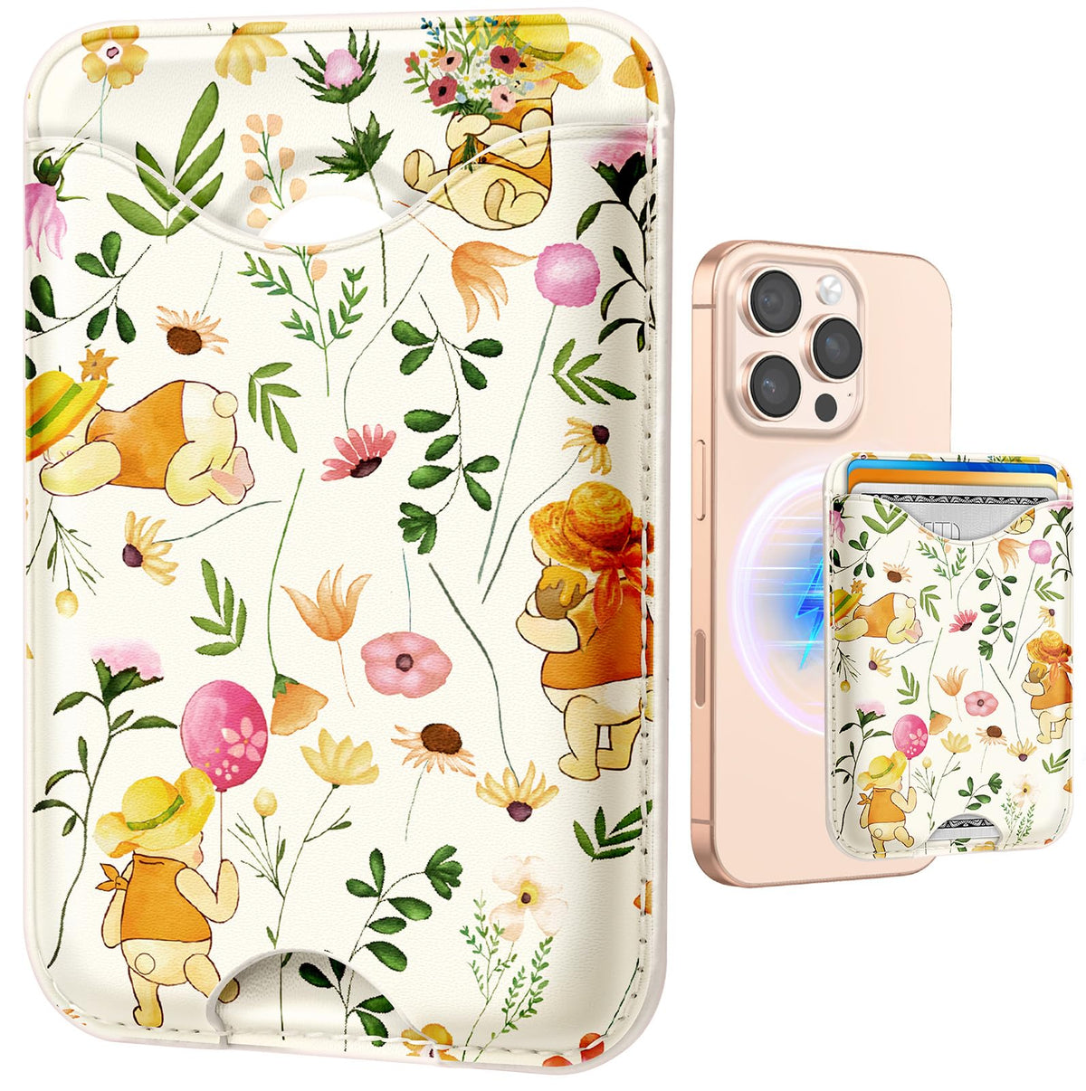 Shorogyt Phone Wallet Magnetic Card Holder for Women, Cartoon