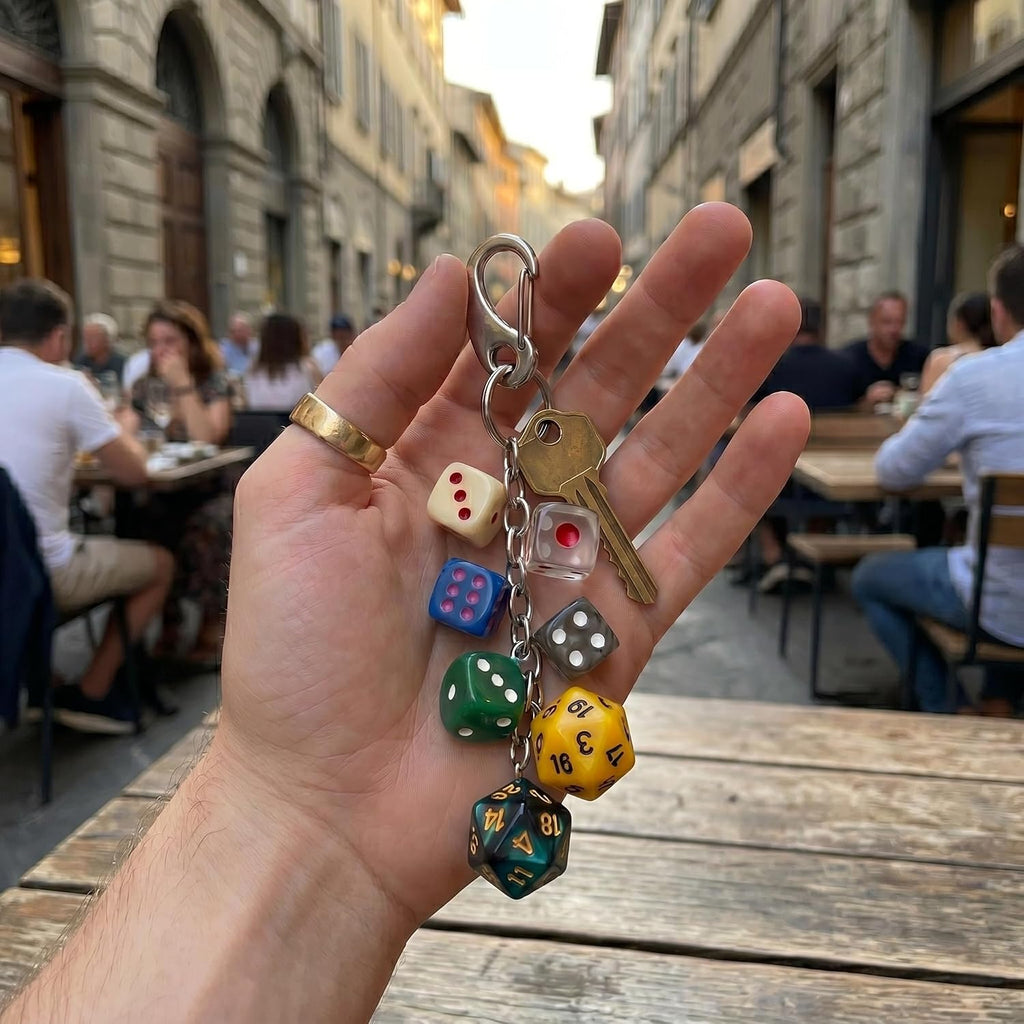 Y2K Aesthetic Dice Keychain for Women & Men, Trendy Bag Charm Gift