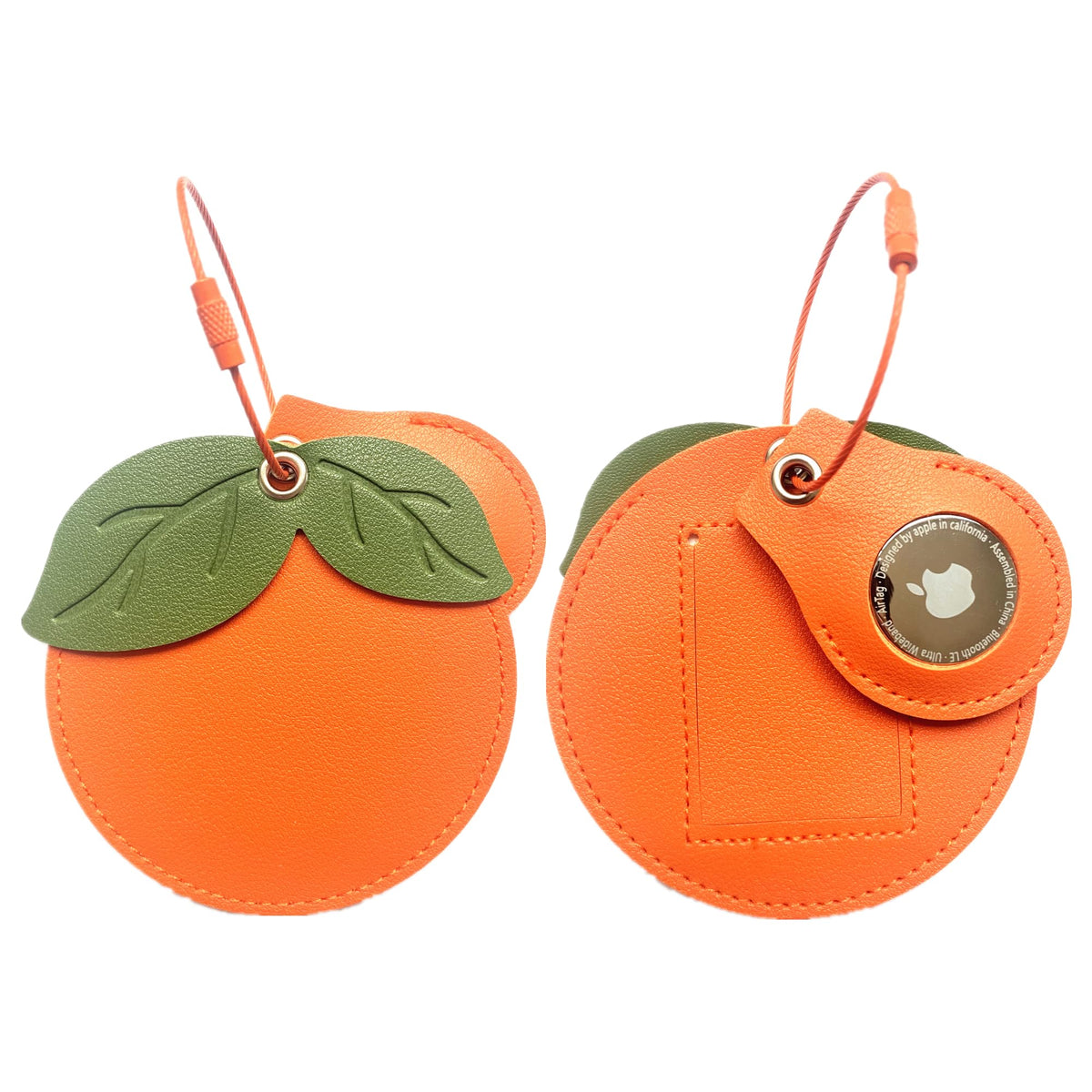 PU Leather Luggage Tag with Airtag Holder Case Set and Name ID Label