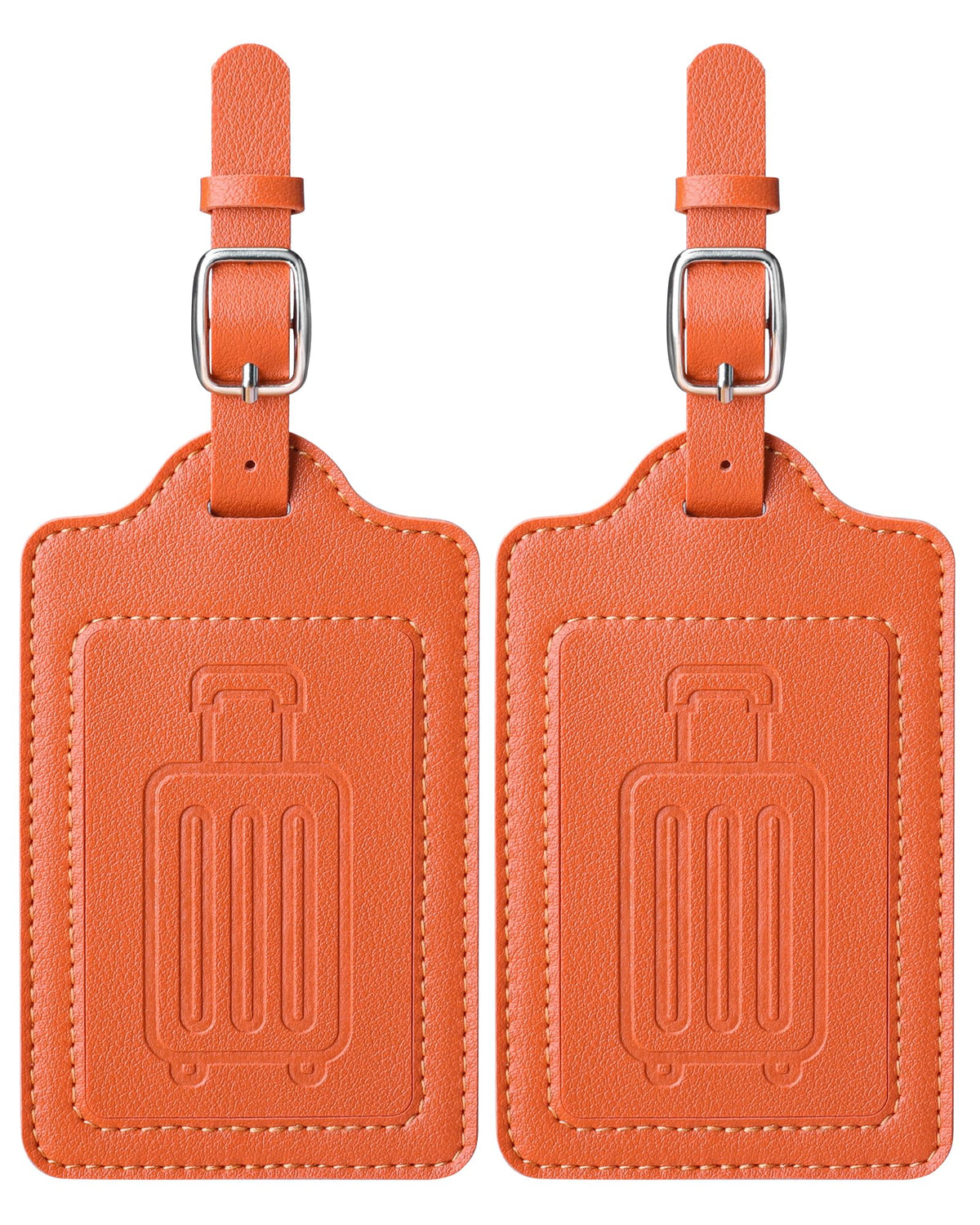 Teskyer Leather Luggage Tags for Suitcases, 2 Pack, Black