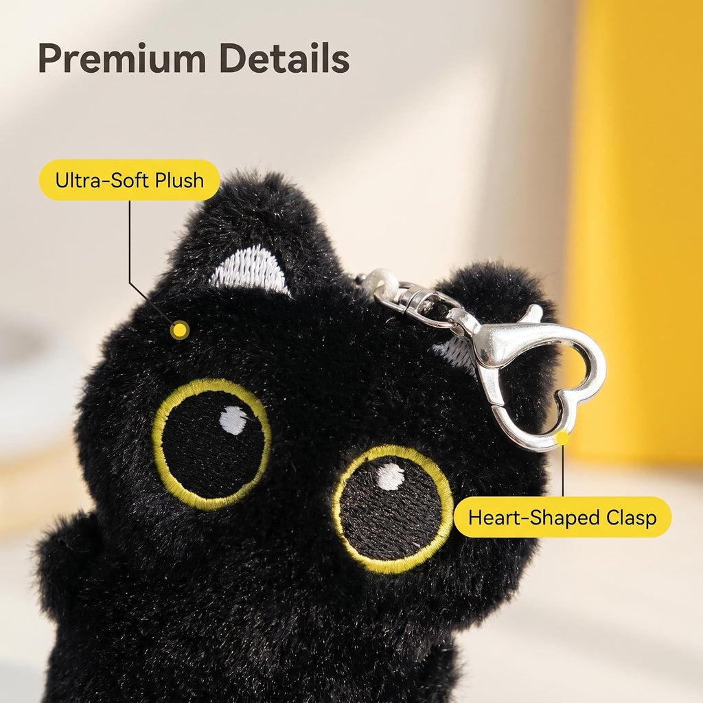 Black Cat Plush Keychain Cute Bag Charm Gift for Women