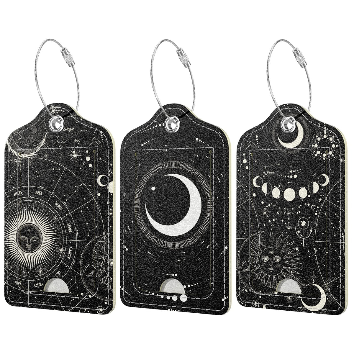 Rimilak 3 Pcs PU Leather Luggage Tags with Privacy Flap, Name ID Label