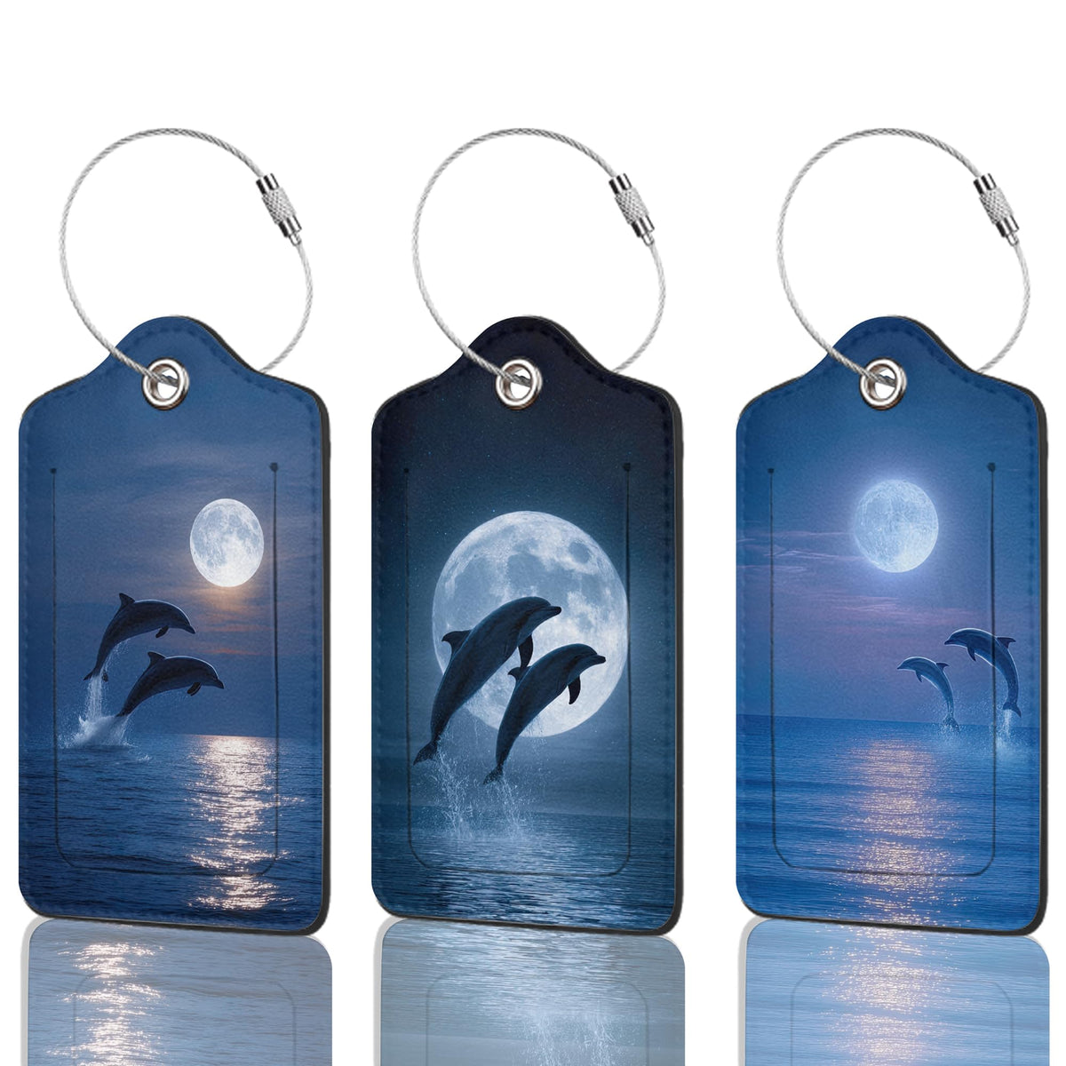 3 Pack Luggage Tag for Suitcase Leather Travel Cruise Luggage Tag with Stainless Steel Loop Name ID Label Privacy Cover for Adults Teens Travel Bag Labels Set (Mountain Forest Lake)