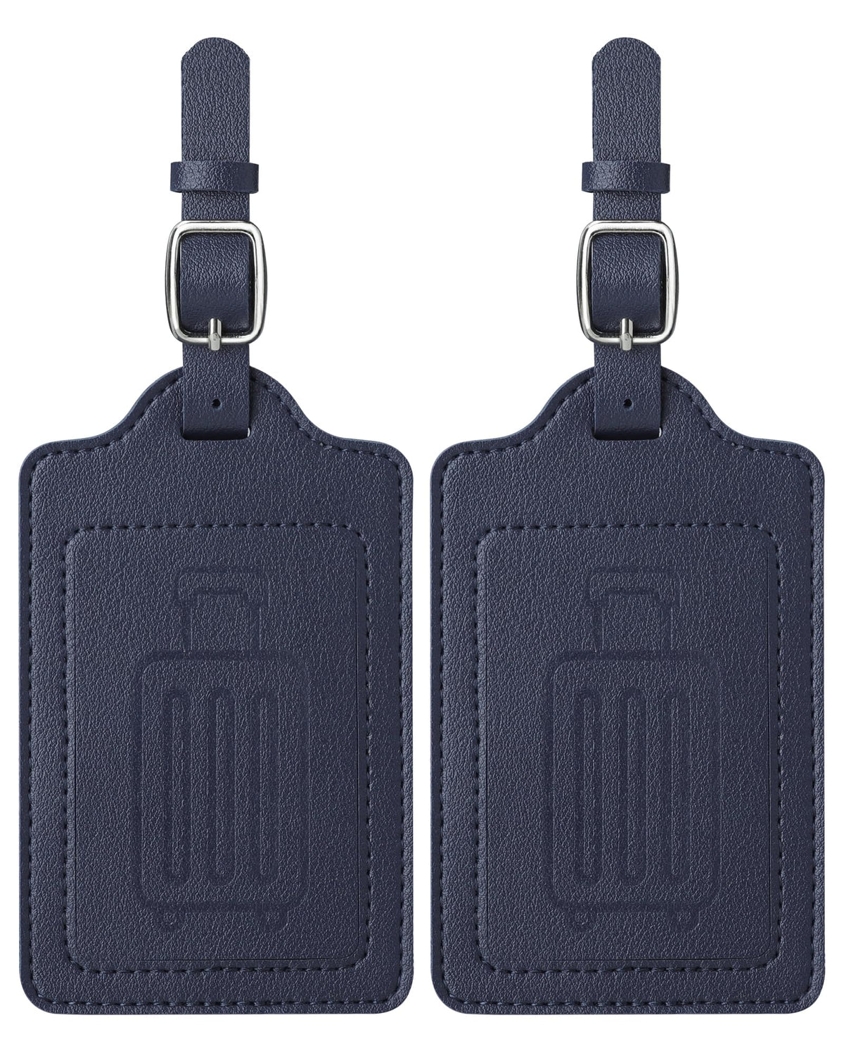 Teskyer Leather Luggage Tags for Suitcases, 2 Pack, Black