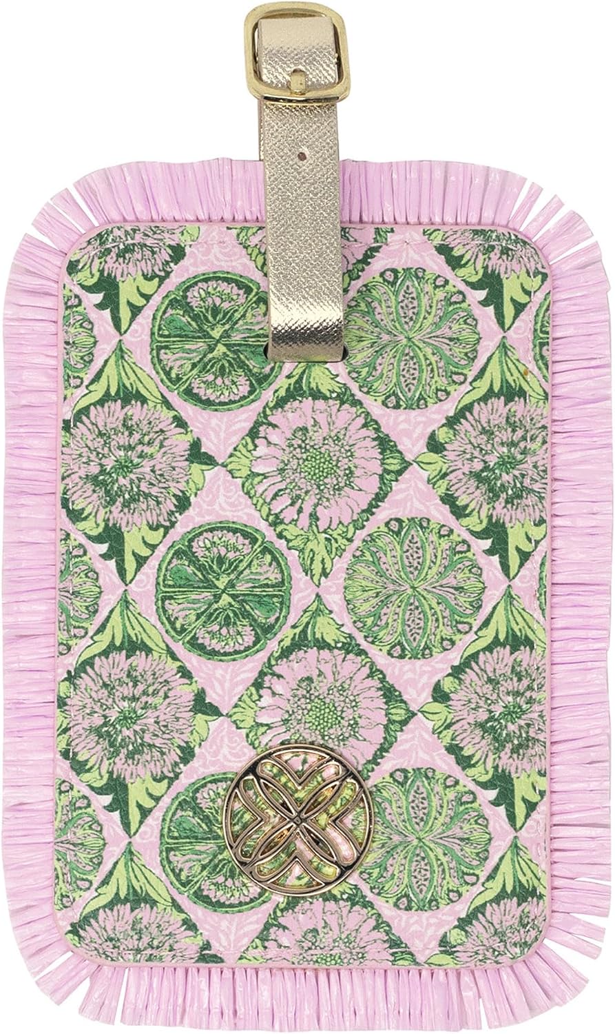 Lilly Pulitzer Luggage Tag with Ruffle Trim, Tropical Tiles