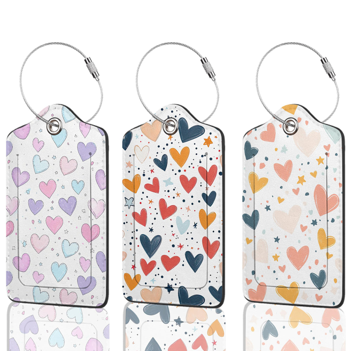 3 Pack Luggage Tag for Suitcase Leather Travel Cruise Luggage Tag with Stainless Steel Loop Name ID Label Privacy Cover for Adults Teens Travel Bag Labels Set (Mountain Forest Lake)