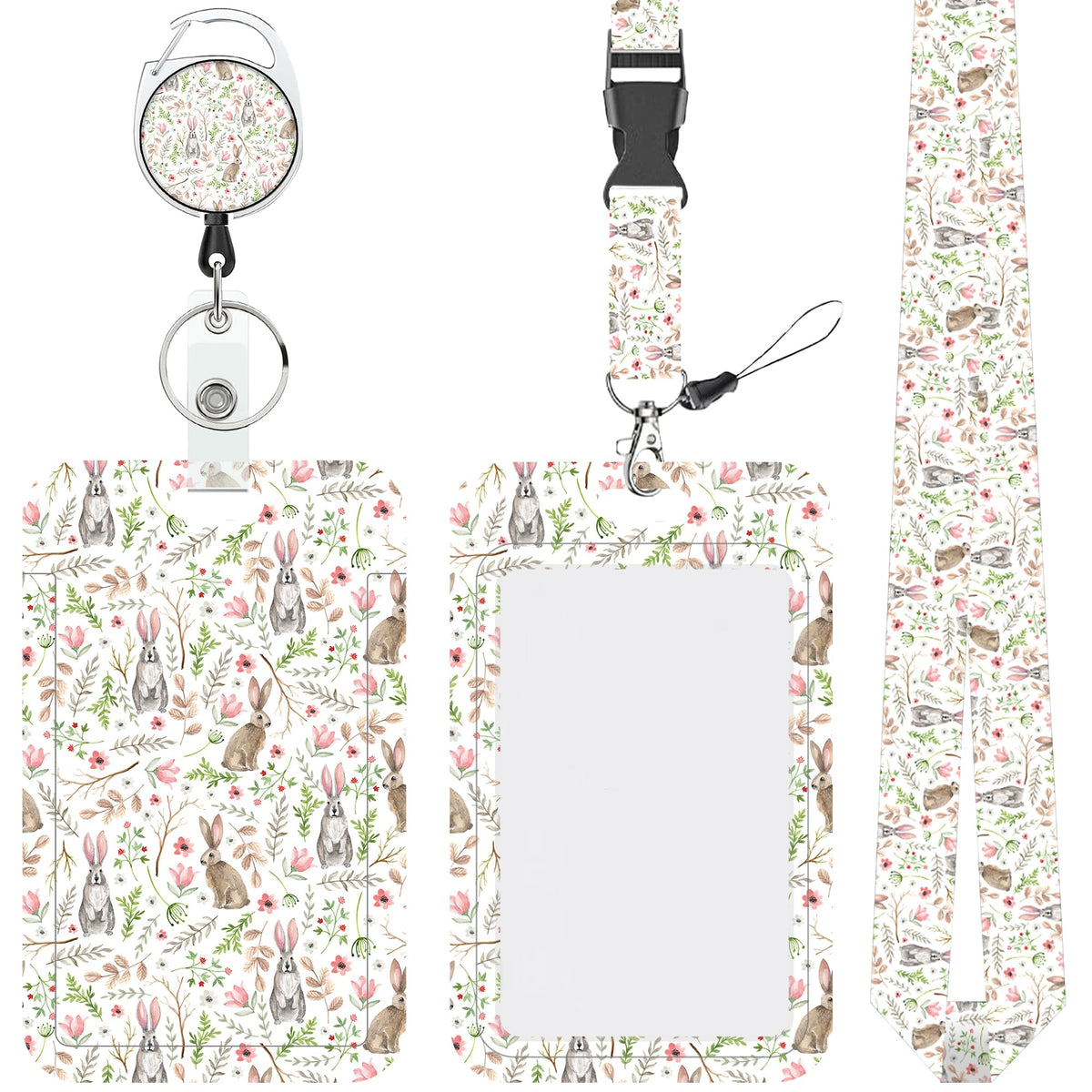 Cartoon Mushrooms Chickens Lanyards for ID Badges Retractable Removable Neck Lanyard with Badge Reel Vertical ID Work Badge Holder for Badge Holder Nurse Office Teacher