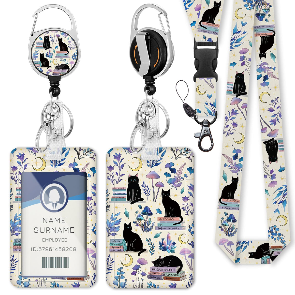 Gctriki Ocean Lanyards for ID Badges, Badge Holder Retractable Reel Clip