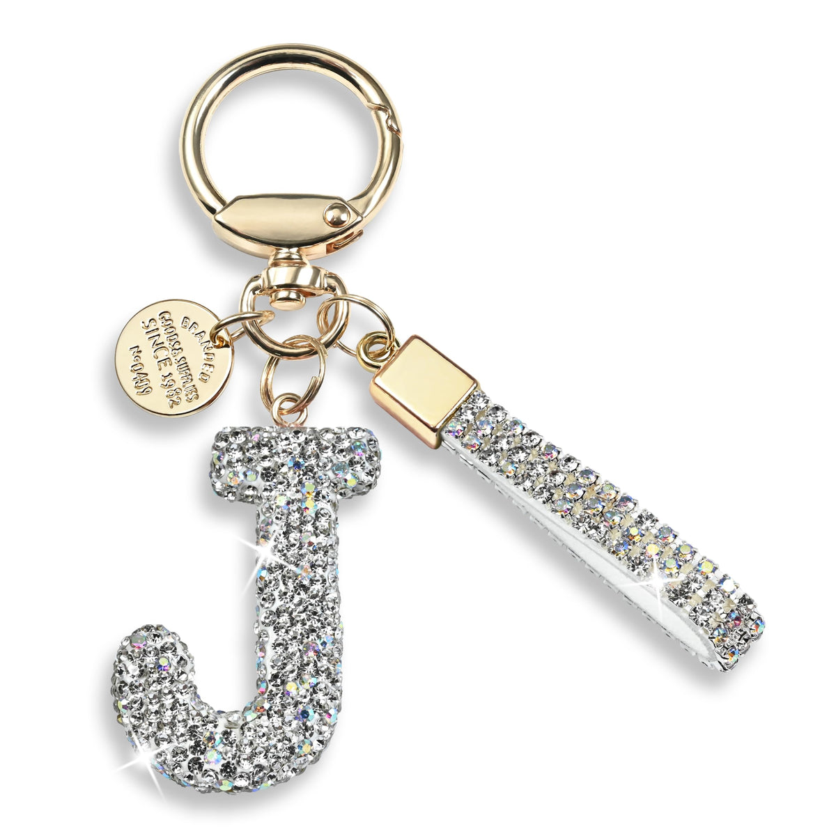 JINGUAZI Bling Initial Letter Keychain Bag Charms for Women
