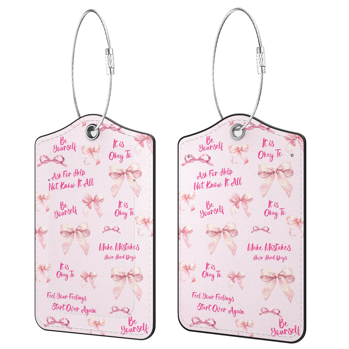 2 Pack PU Leather Luggage Tags for Suitcases, Black Gold Marble