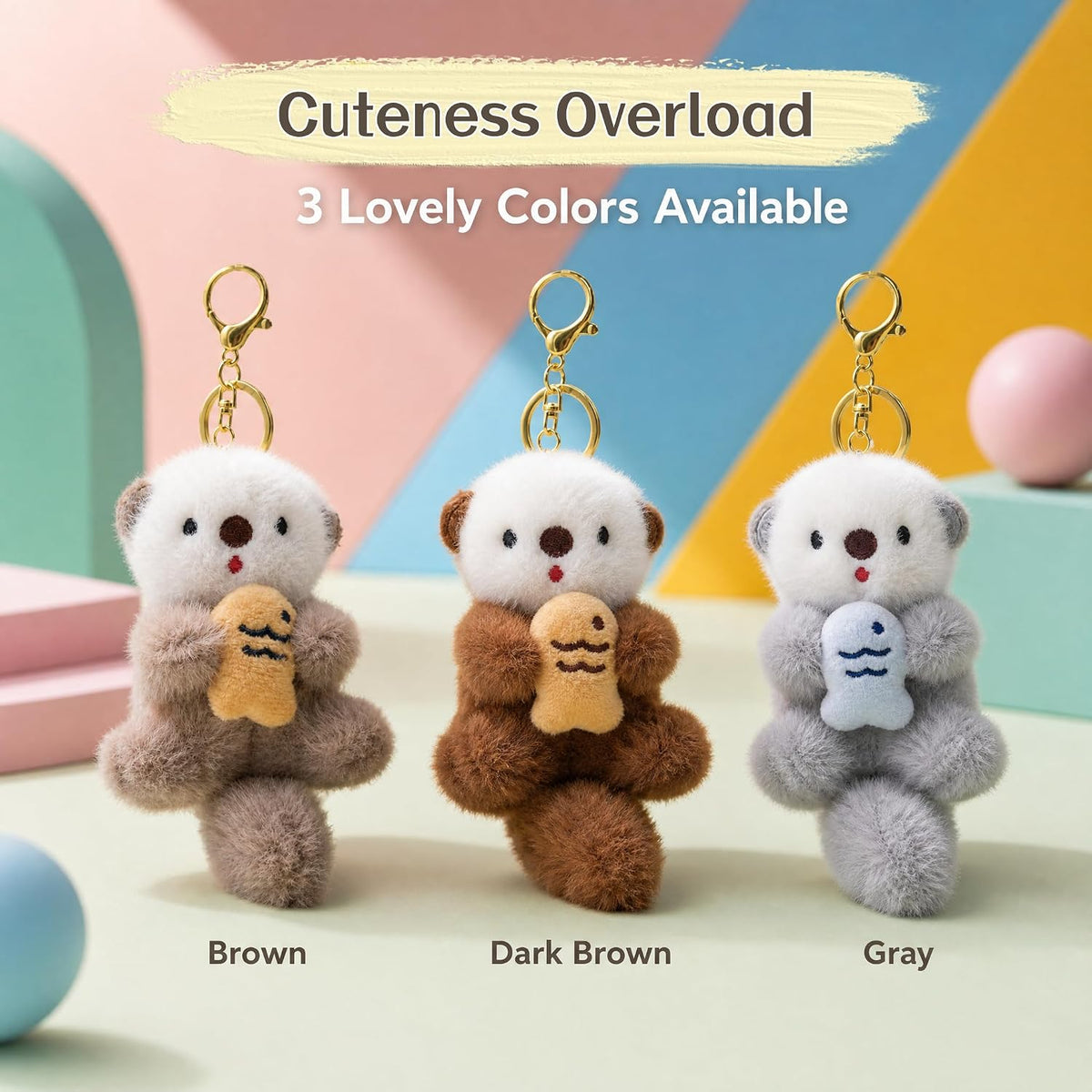 Otter Keychain Charm & Bag Charm - Cute Keychain Ring for Bags Backpacks Otter stuff - for Animal Lovers
