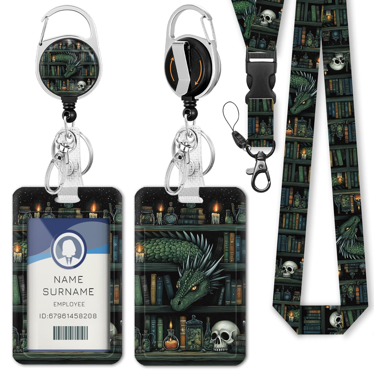 Gctriki Ocean Lanyards for ID Badges, Badge Holder Retractable Reel Clip