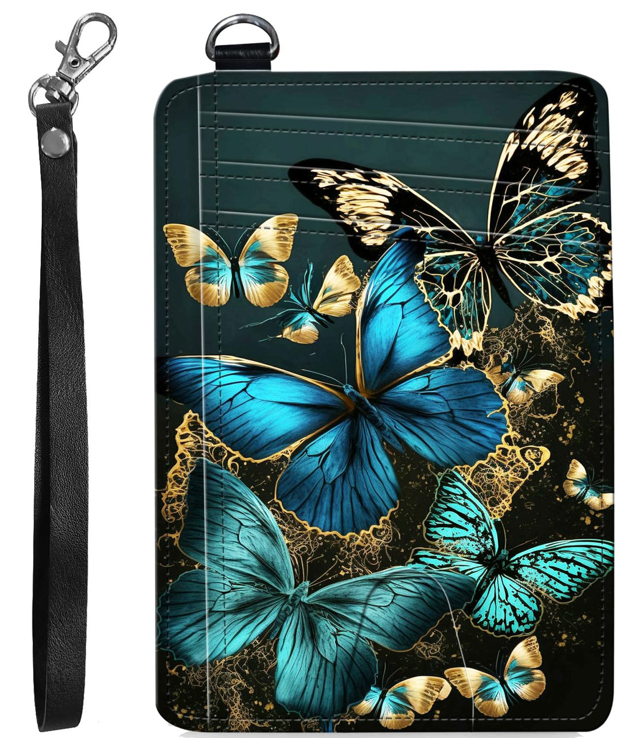RFID Blocking Wallet Women, Slim Credit Card Holder with ID Window, Cute Small Front Pocket Card Wallet, Girls & Ladies Minimalist PU Leather Card Case for Travel Shopping Office, Bookshelf Cat