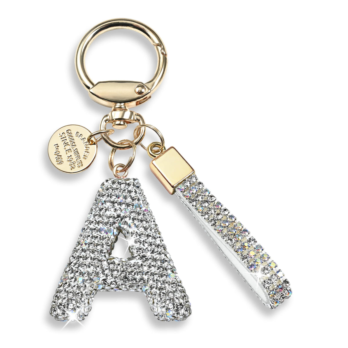 JINGUAZI Bling Initial Letter Keychain Bag Charms for Women