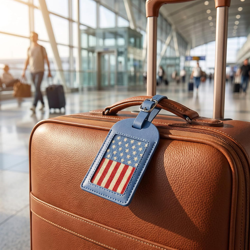 10PCS Self Finishing Needlepoint Luggage Tag Blanks PU Leather Luggage Tags with 1.77 x 2.68 Inch Canvas Opening Clear ID Window DIY Travel Tags