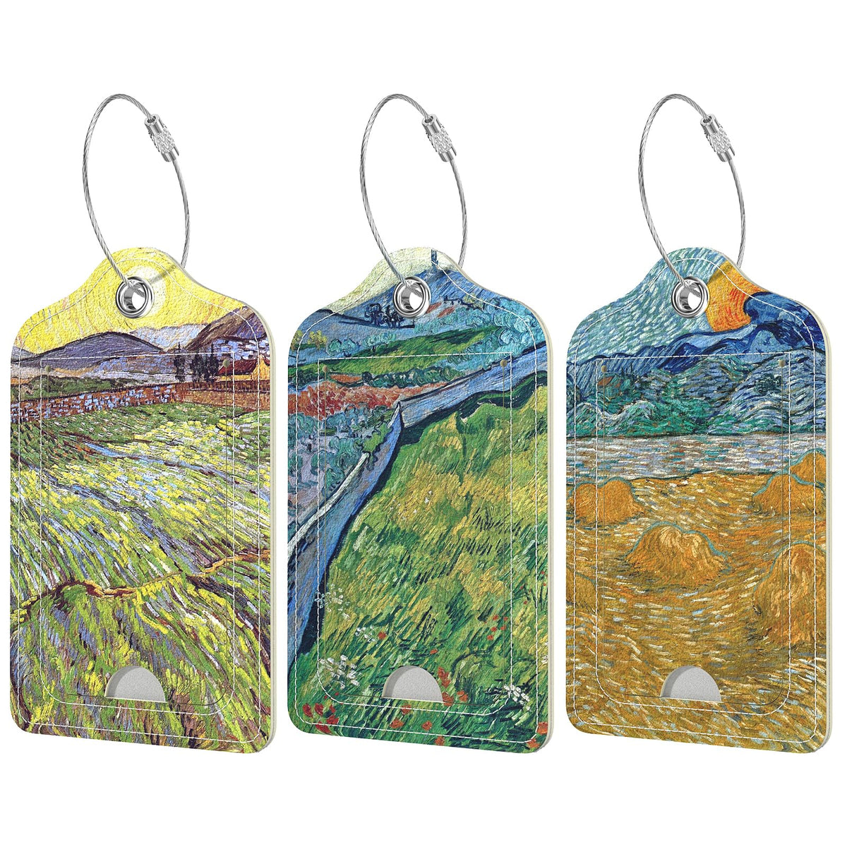 Rimilak 3 Pcs PU Leather Luggage Tags with Privacy Flap, Name ID Label