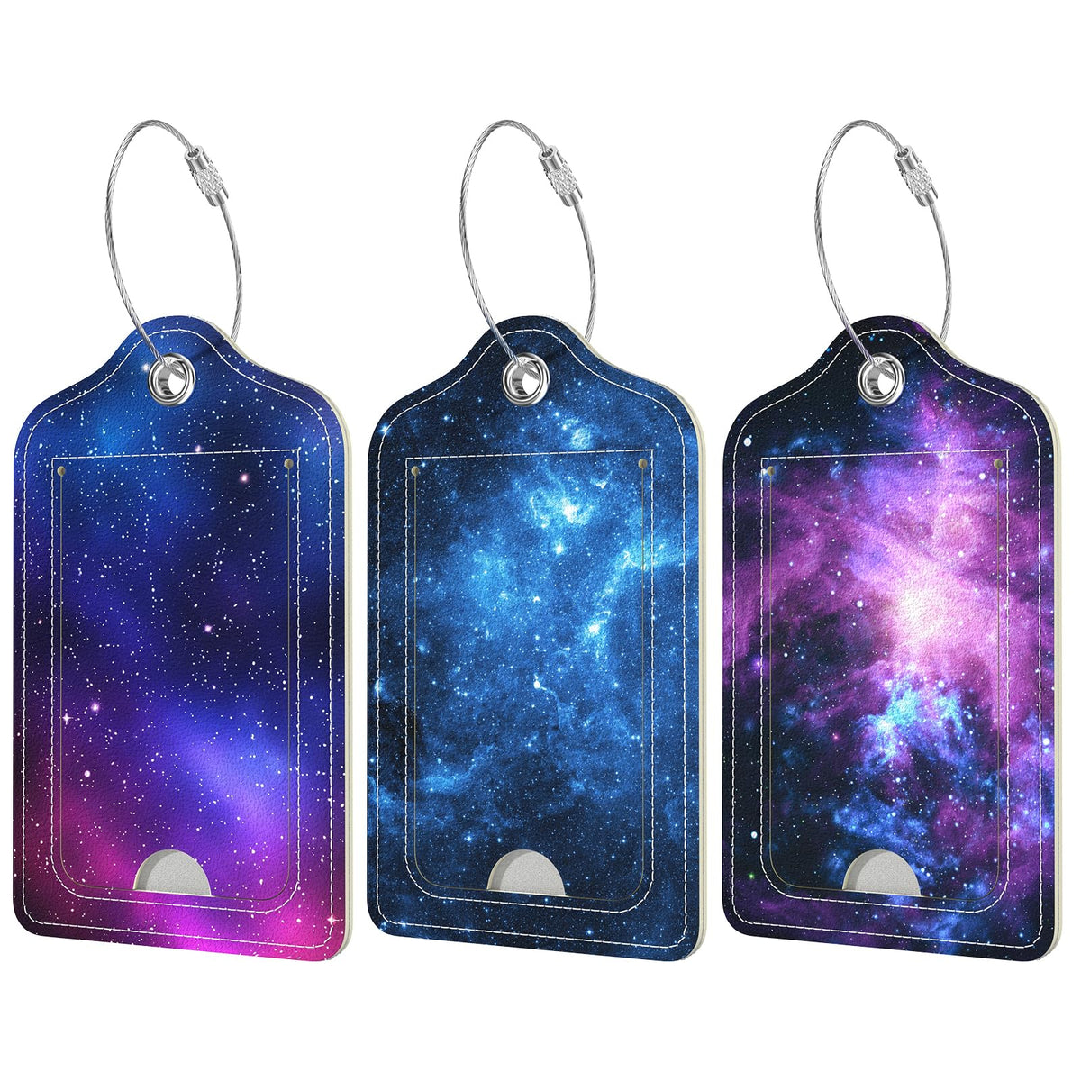 Rimilak 3 Pcs PU Leather Luggage Tags with Privacy Flap, Name ID Label