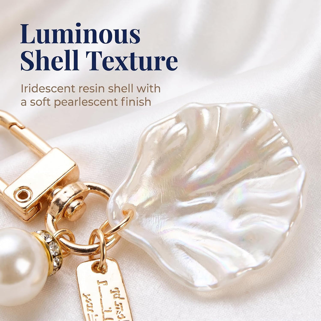 Gold Pendant Handbag Rhinestones Keychain Keyring Shell Purse Charm Crystal Pearl Keychains Car Ring Accessories